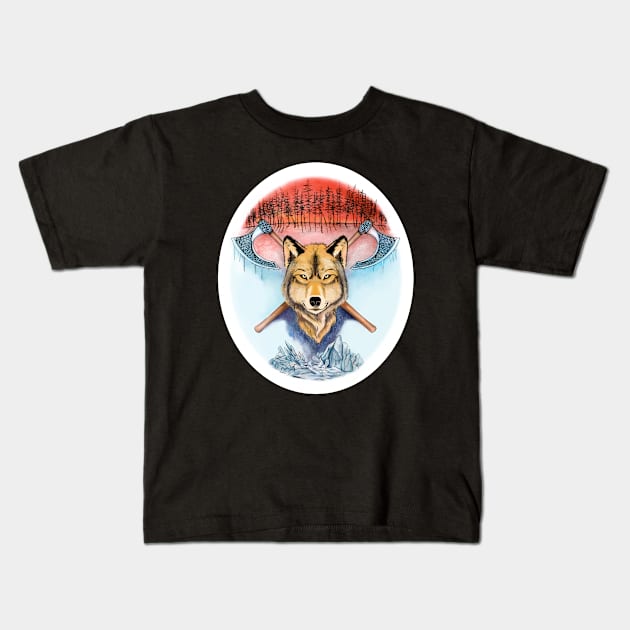 Nordic wolf Kids T-Shirt by gothicrune